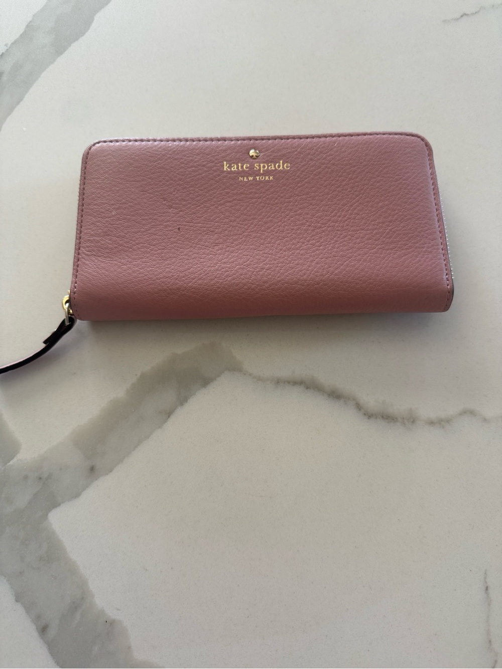 kate spade Dusty Mauve Zip-Around Leather Wallet